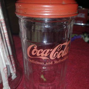 Vintage Lot of Coca-Cola Straw dispenser and Sugar Pourer